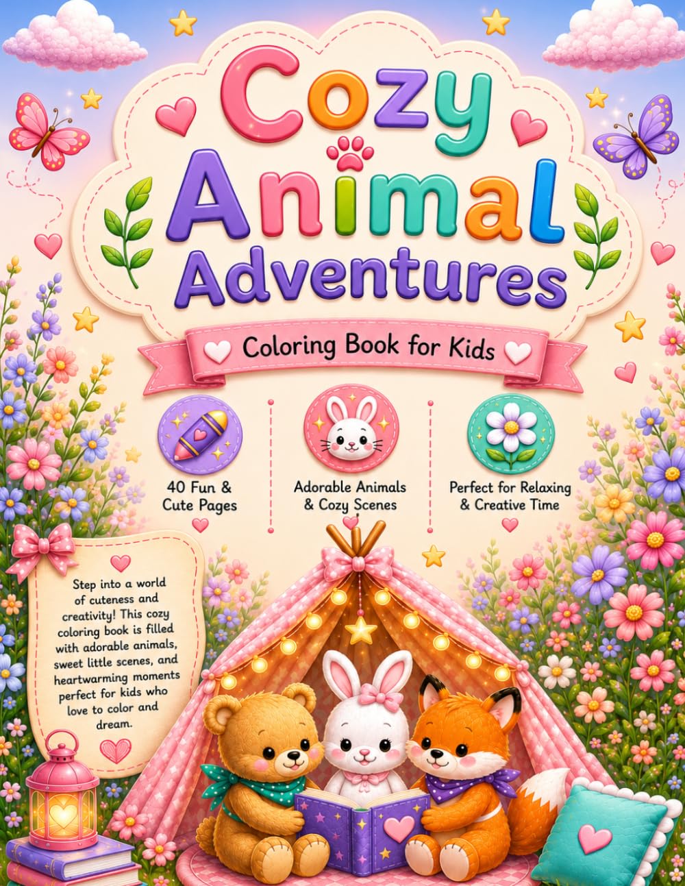 Cozy Animal Adventures: A Cute Coloring Adventure Filled with Friendly Animals, A Wholesome Coloring Journey with Adorable Animal Friends