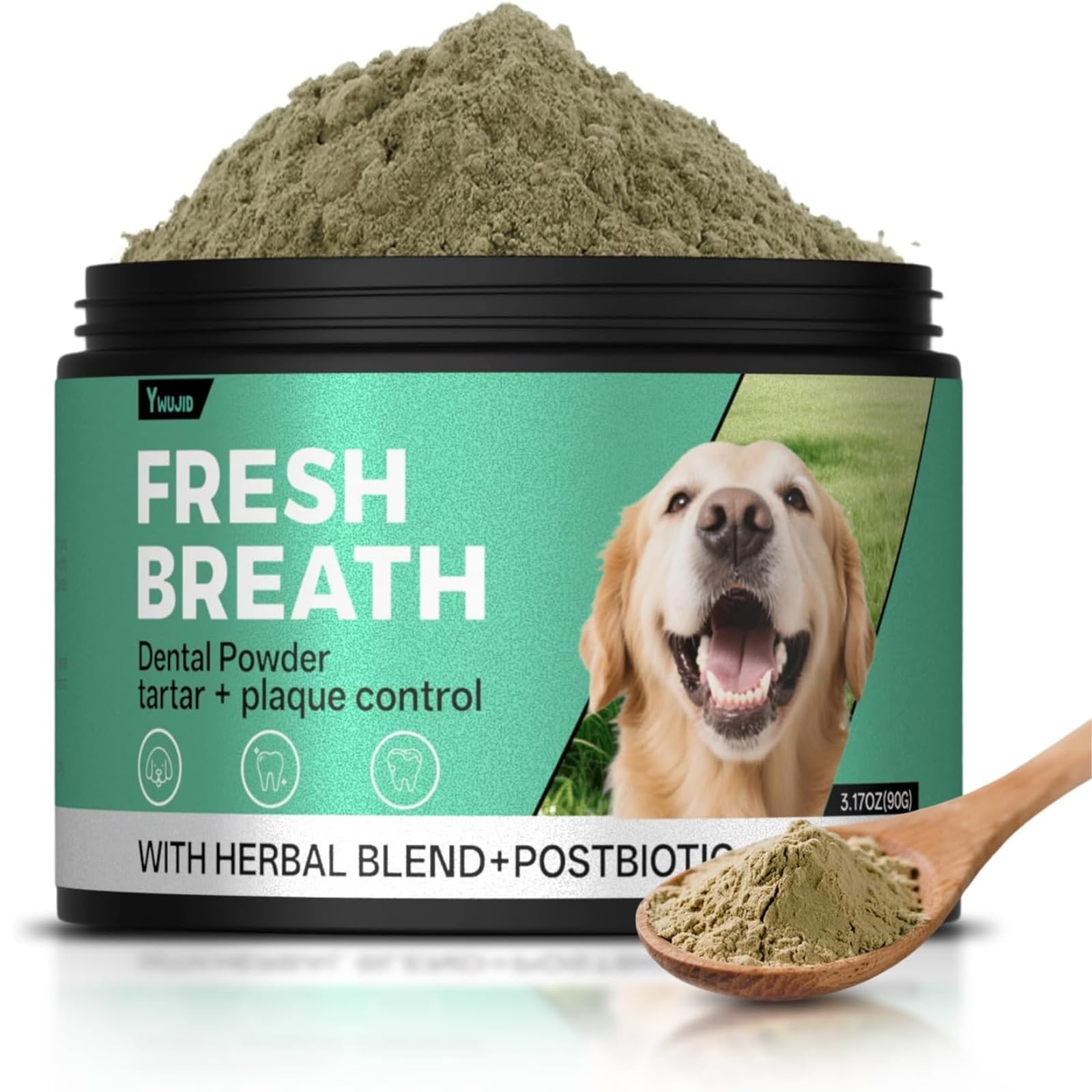 Dog Teeth Cleaning Powder,Brush Free Natural Pet Dental Powder,Bad Breath & Tartar & Plaque Off Remover with Probiotics,Vet Formulated Gentle Dog Breath Freshener for Small,Medium,Large Advanced Dogs