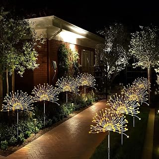 1 Pack Solar Firework Light, Waterproof Lawn Lamp Lights with 8 Lighting Modes,Holiday Decorations Lights Outdoor Lighting Decoration (Warm White,8 Mode 60LEDS)
