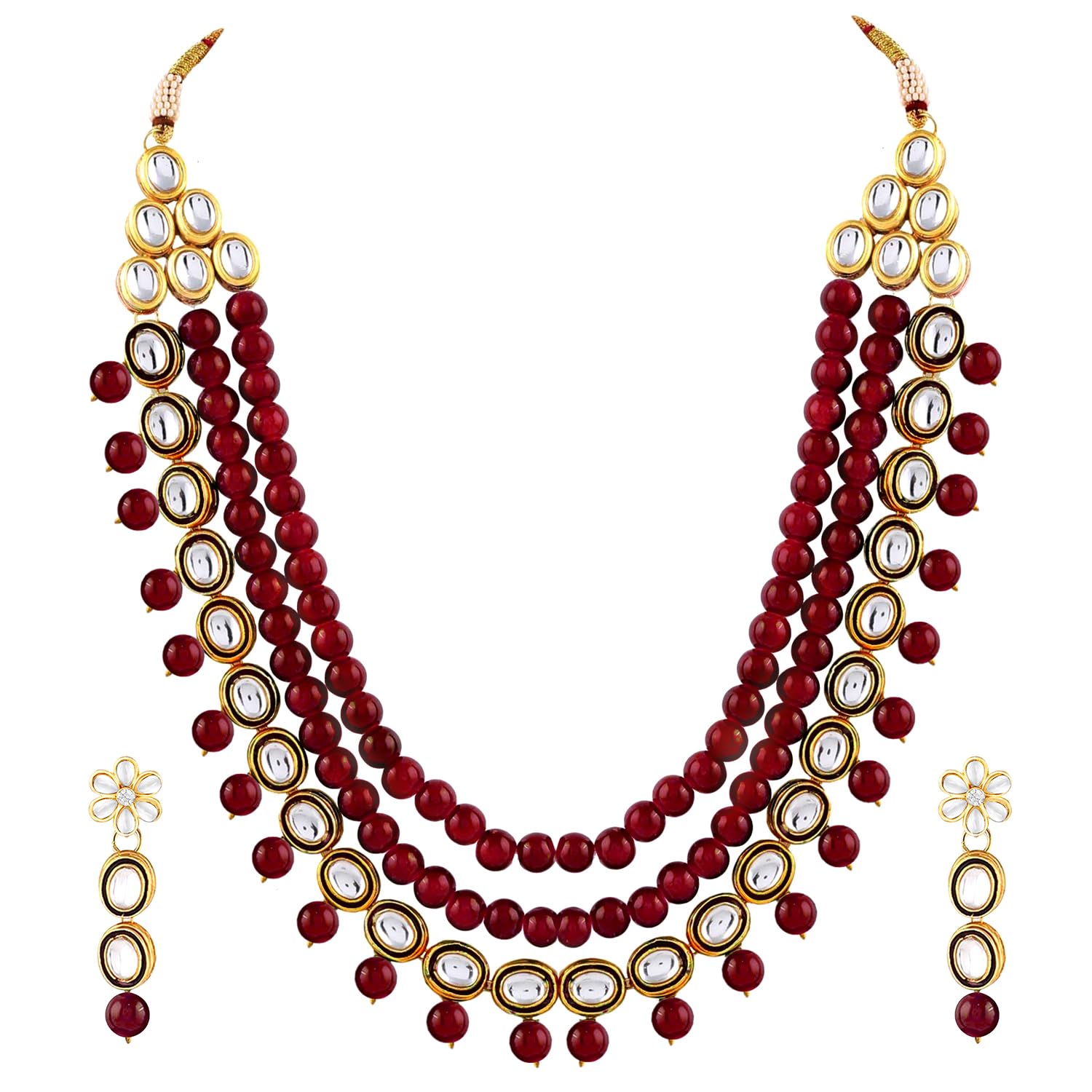 Peora Gold Plated Kundan Pearl Long Necklace with Earring Indian Traditional Jewellery Set for Women Girls (B08M95BHVZ) Amazon Price History, Amazon Price Tracker