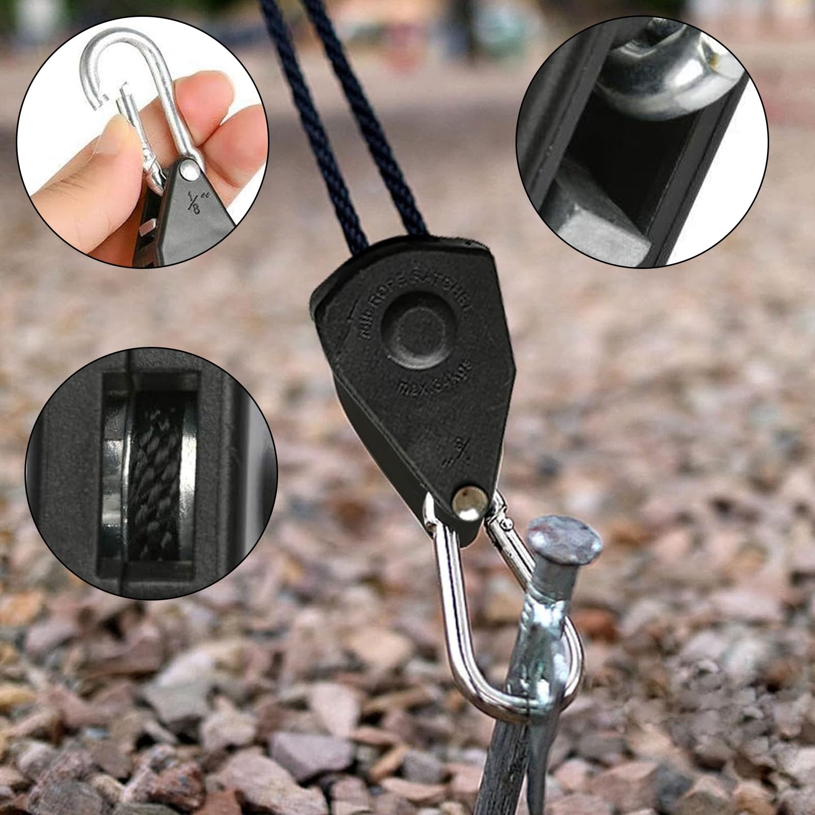 4 Cricchetti Per Corde Regolabili - Gancio Da 1/8" Per Luci Coltivazione E Vasi - Foto 6