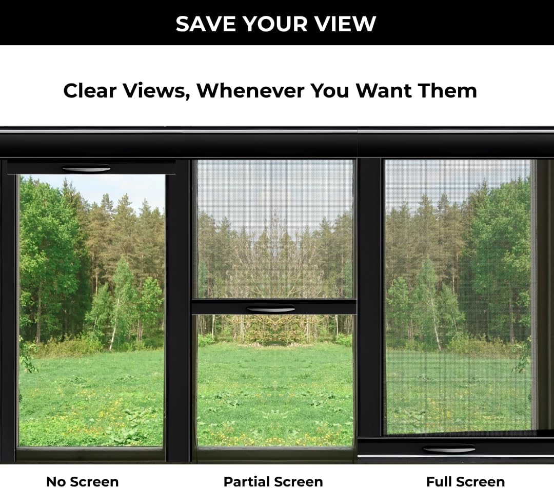 Metro Screenworks Custom Retractable Window Screens - Roll Away Retractable Screen for Single, Double-Hung, & Slider Windows - Easy DIY Installation - White