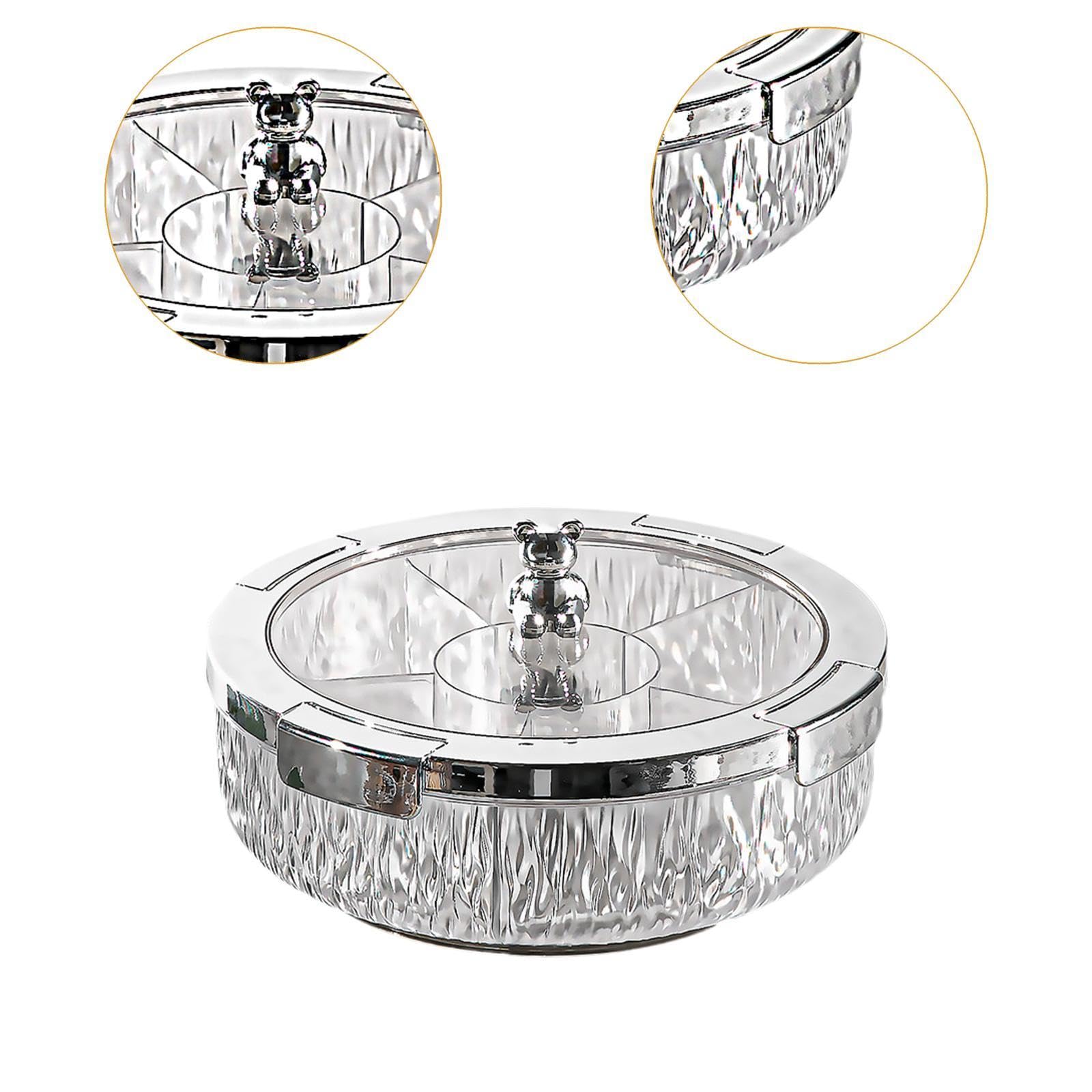 F Fityle Assiette de Fruits secs, Bonbons, Noix, Plat de décoration pour la Maison avec Compartiment, Plateau de Service Rotatif divisé, Assiette d'apéritif, Blanc