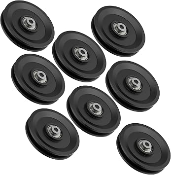 4.5" Universal Nylon Bearing Pulley Wheel Replacement | 114MM Plastic Pulley, 1000LB Load, Smooth Bearing, Home Gym, Cable Machine, Weight Machine, Workout Equipment, Garage Door