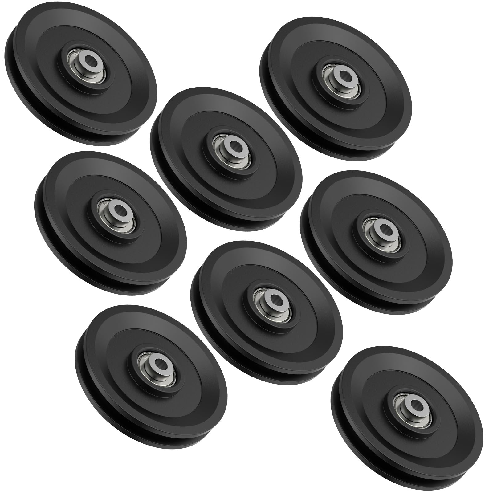 Mixizigoz 4.5 Inch / 114 MM Universal Nylon Bearing Pulley Wheel Replacement Compatible with Cable Machine Home Gym, Garage Door Pulley System, Weight