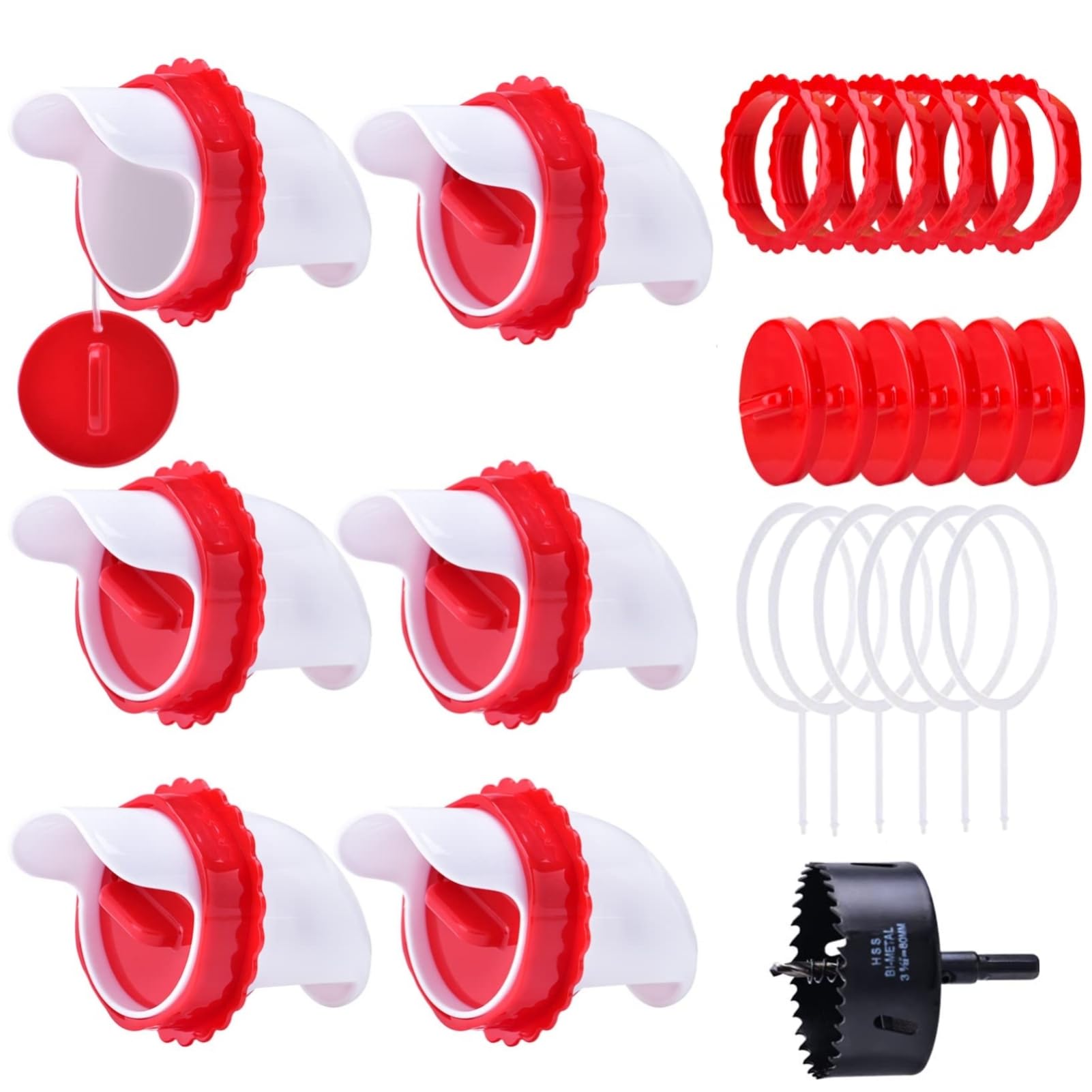 George GardenDIY Chicken Feeder Kit 6 Pack - Automatic Waste Free Poultry Feeder Port Gravity Feeder Kit, with 6 Feeder Ports and a Hole Saw, Suitable for Buckets/Barrels/Boxes