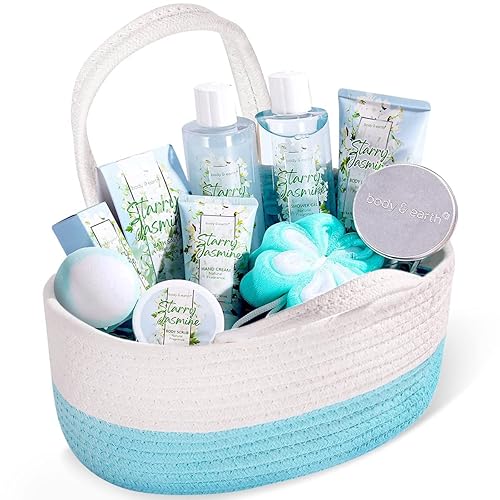 Cesta de regalo para mujer  Juego de regalos de baño para mujer, cesta de regalo para mujer con aceite esencial, gel de ducha, baño de burbujas,