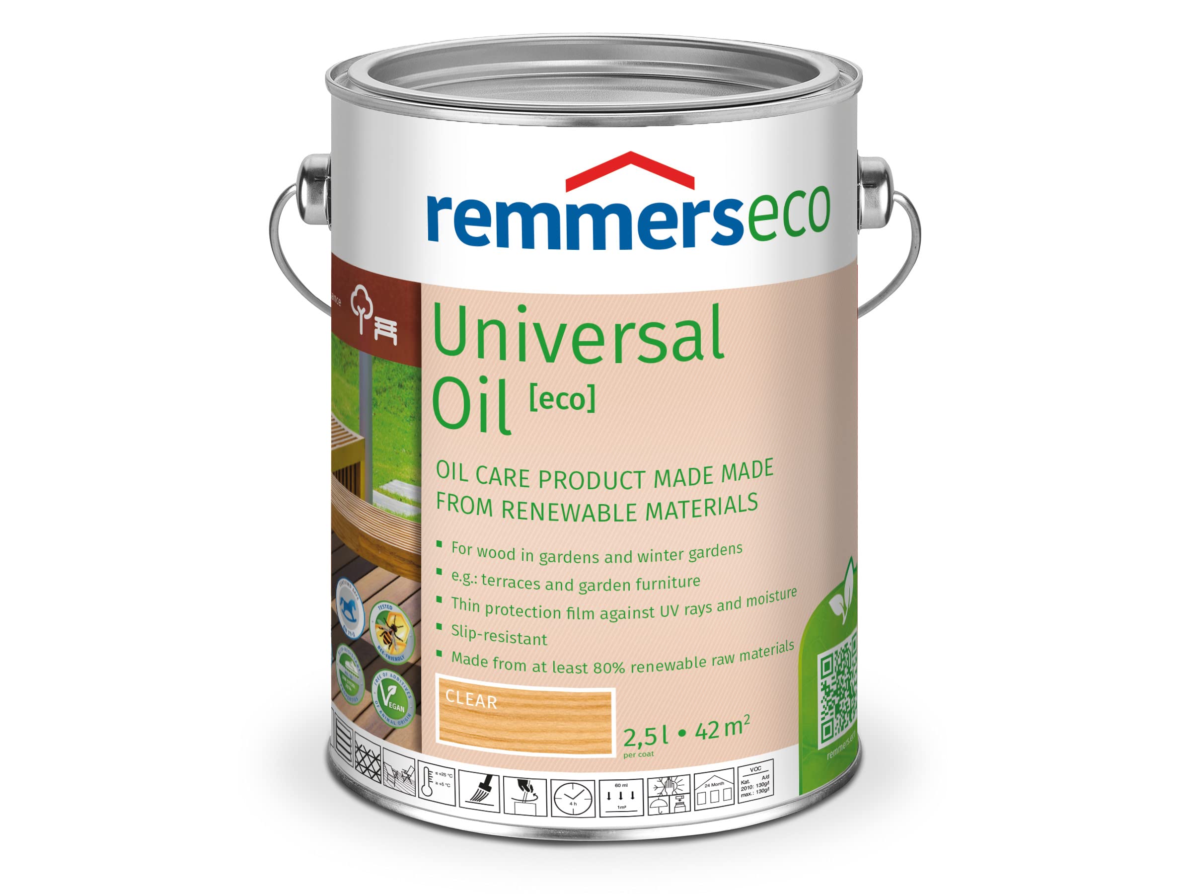 Remmers Garden Wood Oil [eco], Colourless, 2.5 litres, Weather Resistant, Matte Oil, Outdoor and Indoor, Ideal for Patios and Garden Furniture, Non-Slip