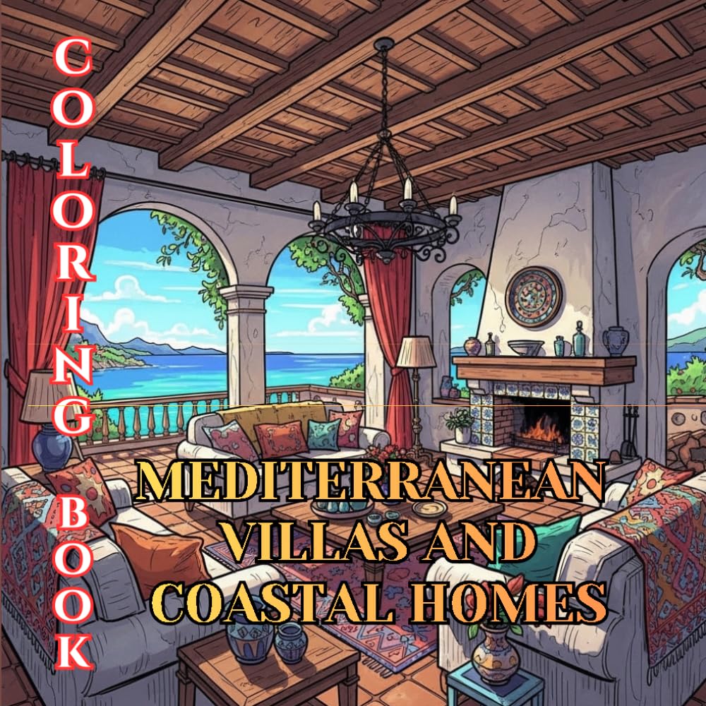 Mediterranean Villas & Coastal Homes Coloring Book for Adults: Seaside Interiors, Coastal Living, Rustic Villas & Elegant Mediterranean Design (Designer Interiors Coloring Series)