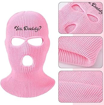 3 Hole Ski Mask, Winter Full Face Cover Knit Beanie for Women,Yes