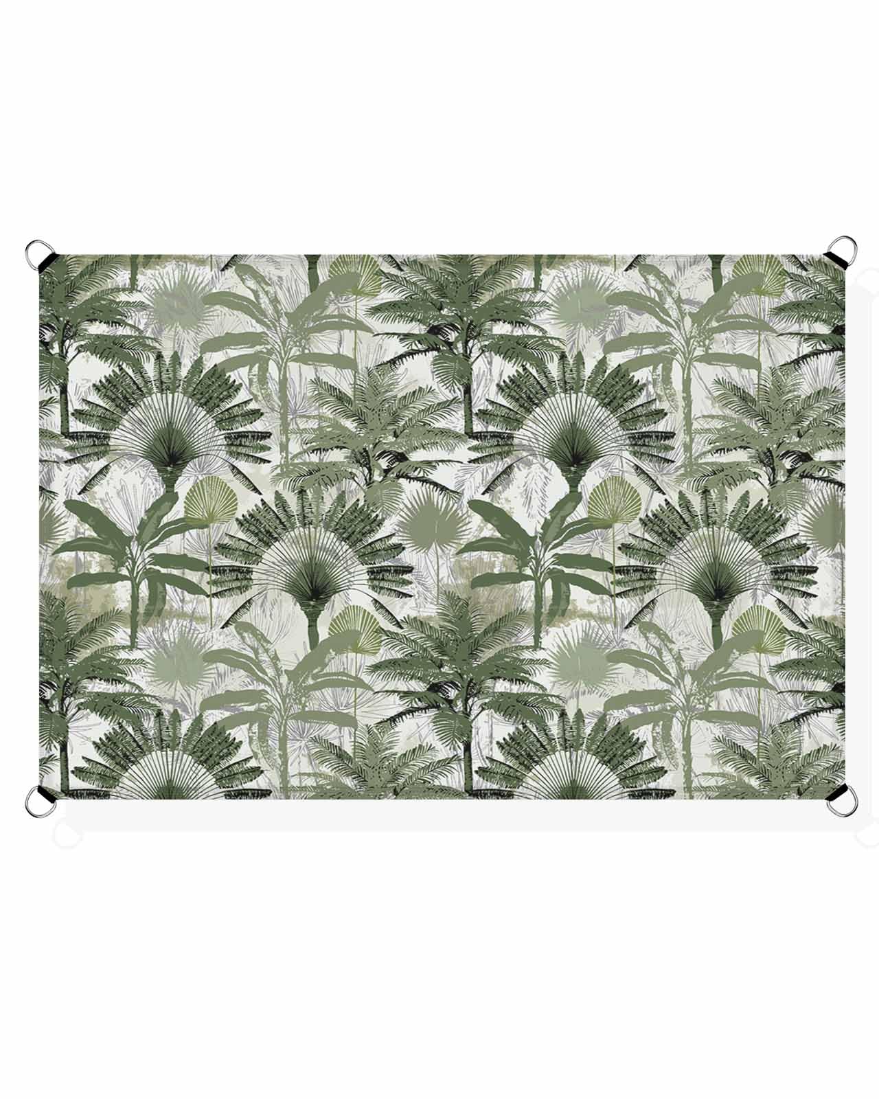 Green Tropical Leaf Sun Sail Shades Rectangle Canopy,Sunlight Block Heavy Duty Curved Backyard Shade Cover,Waterproof Sun Shades for Patios Garden Outdoor,6.5'x10' Palm Tree Summer Beach Botanical