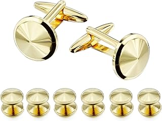 Cufflink for Men with Tuxedo Shirt Studs, Cufflink and Tuxedo Shirt Studs for Men, Silver and Gold Tone Cuff Links for Men