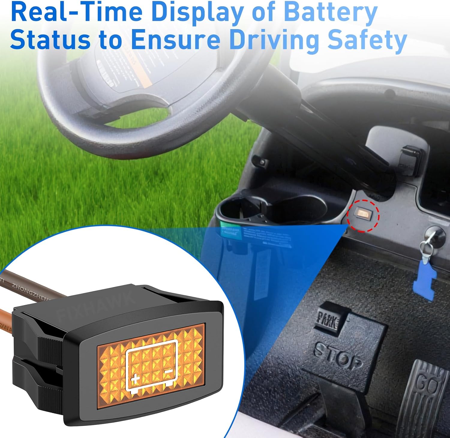 48-Volt Battery Warning Light with CDM Reading Capability for Club Car Precedent 2004-2014 Electric Golf Cart,Replace OEM 102508701