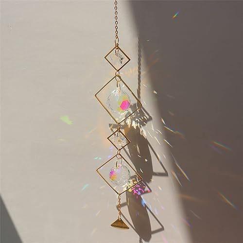 Miniatura 3 de Atrapasoles de cristal de prisma de luna para decoración de ventana, diseño de estrellas, jardín, atrapasoles, cuentas de cristales colgantes para