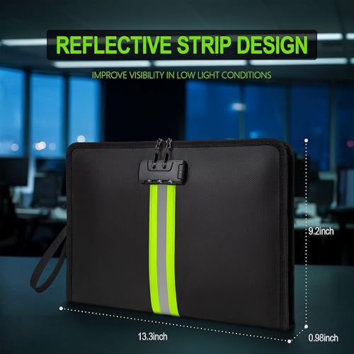 Miniatura 5 de Bolsa de documentos impermeable ignífuga de 5200  con cerradura y cremallera, bolsa de dinero resistente al fuego impermeable, adecuada para