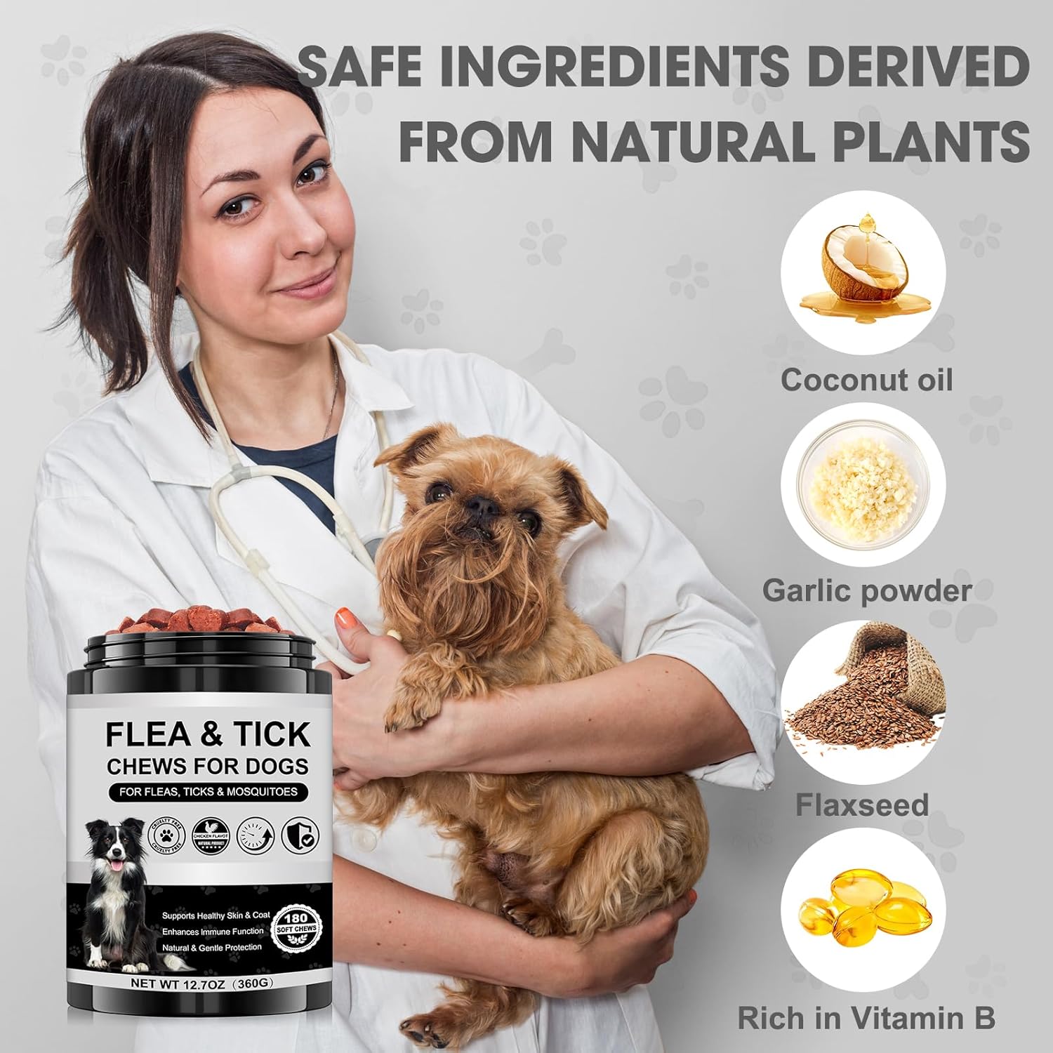 Dog Flea and Tick Chewable Supplement – Natural Support for Skin & Coat Health, Seasonal Comfort & Itch Relief – 180 Soft Chews with Chicken Flavor for Dogs & Puppies (180pcs) - Image 6