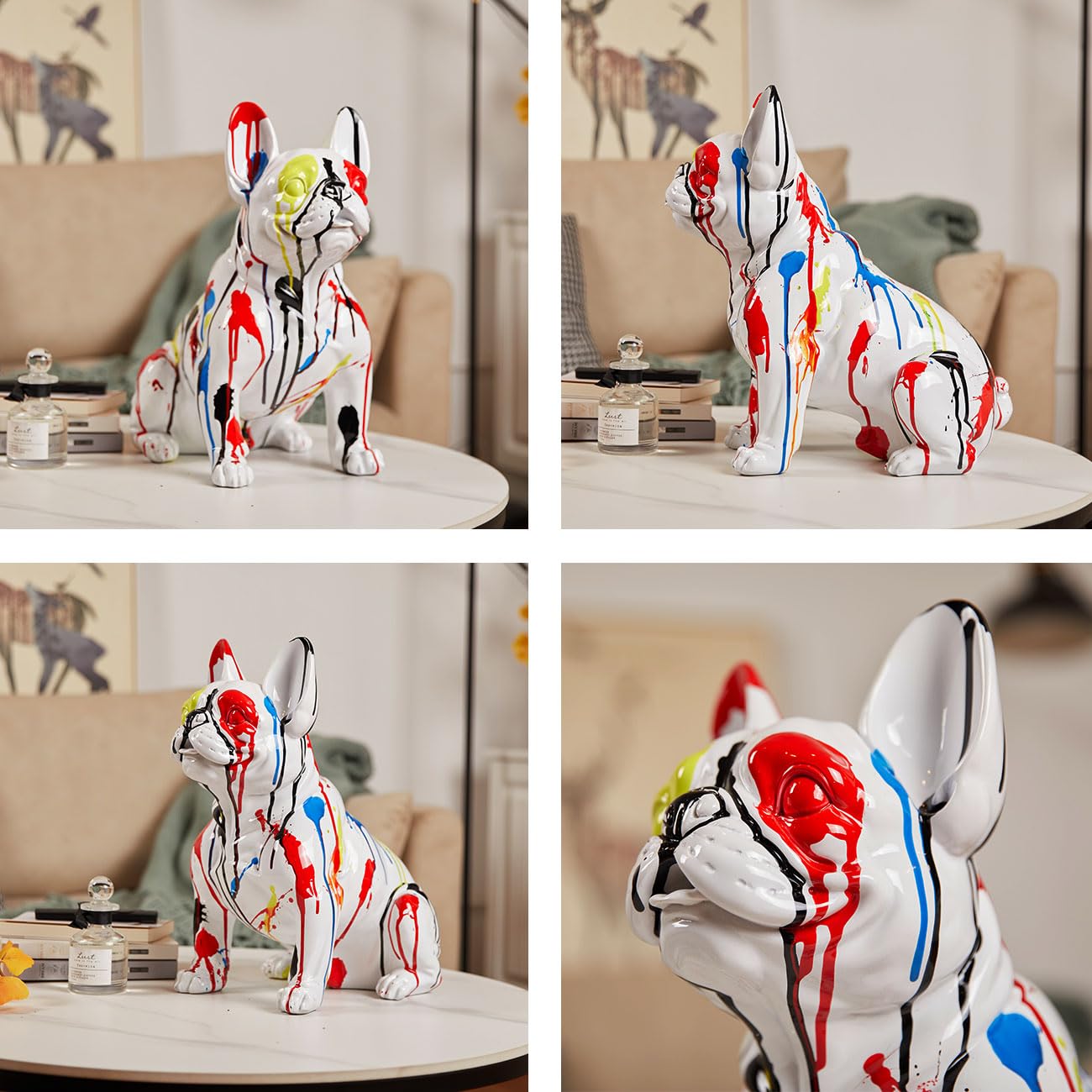 Statuetta di bulldog in stile moderno, decorazione animale, regalo per il soggiorno, in poliresina, 31 cm