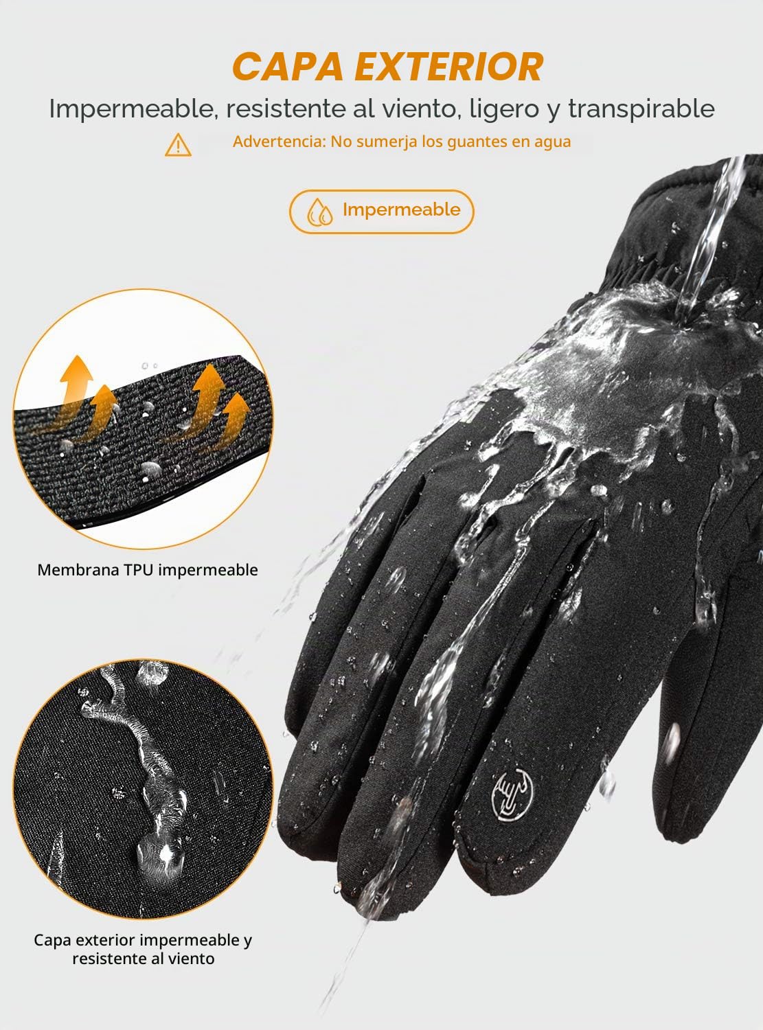 TRENDOUX Guantes Invierno Hombre Mujer - Termicos Hombre Impermeables para Frio, Bicicleta Montaña Nieve Ciclismo MTB, Tactiles Mujer Running Esqui Snowboard, Guantes Moto Invierno Calefactables