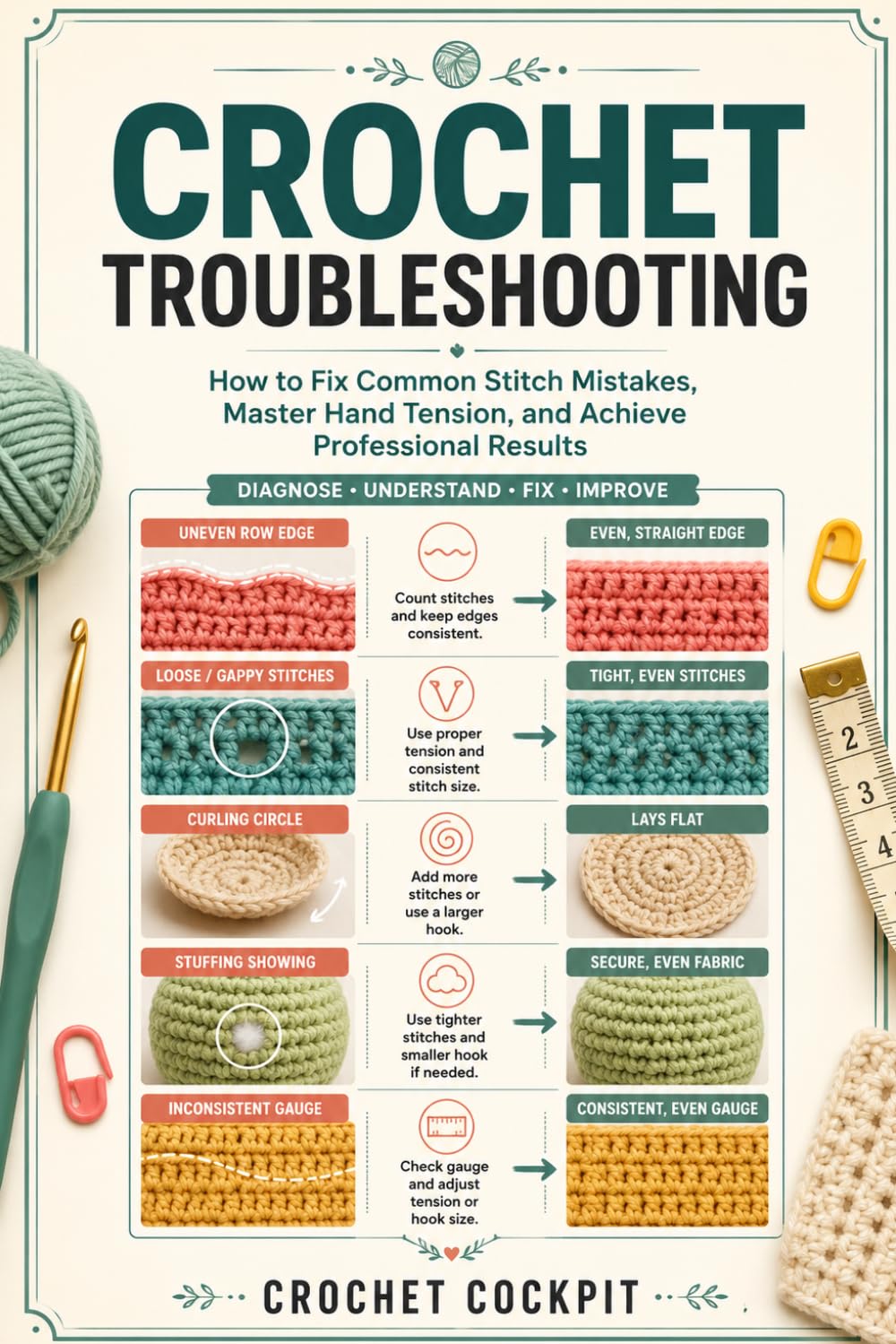 Crochet Troubleshooting: How to Fix Common Stitch Mistakes, Master Hand Tension, and Achieve Professional Results