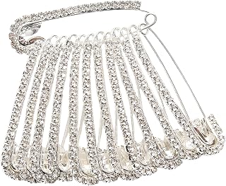 12Pcs Rhinestone Safety Pins Silver Rhinestone Brooch Decorative Brooch Pin | Pins for Clothing Hats