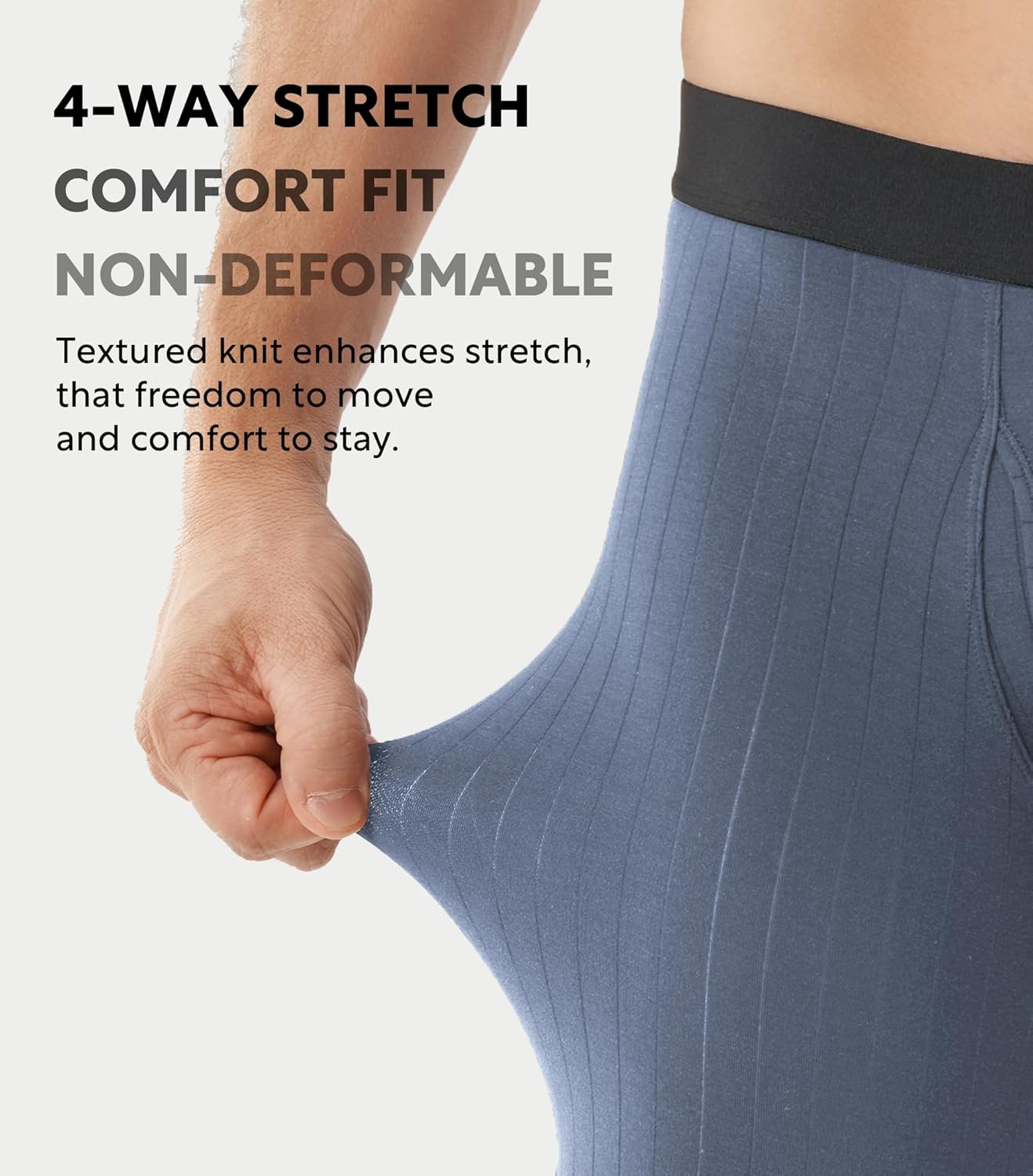 DAVID ARCHY Men's Underwear Modal Knit Texture Breathable, Ultra Soft Stretch Cooling Boxer Briefs with Pouch 4 Pack - Image 3