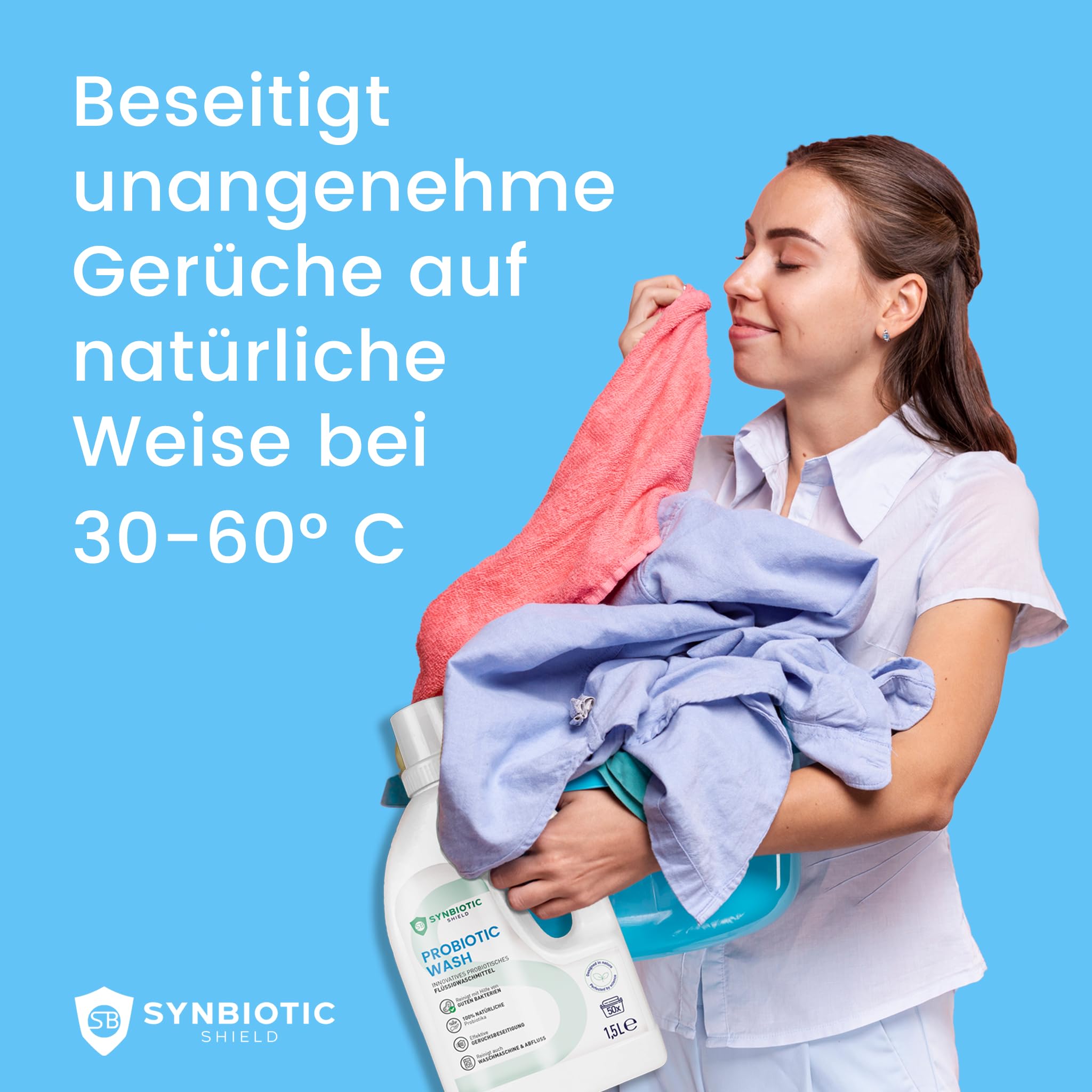 2er Set Probiotisches flüssig Waschmittel 1,5L gegen Schmutz, Flecken, Gerüche, Schweiß - Natürliches Enzymwaschmittel für Weiß- & Buntwäsche - Sport Flüssigwaschmittel - Hocheffektive Mikroorganismen