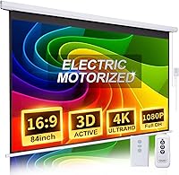 Vista 10 de Pantalla de proyector motorizada de 120 pulgadas 4:3 HD, pantalla de proyector eléctrico desplegable con control remoto, pantallas de proyector
