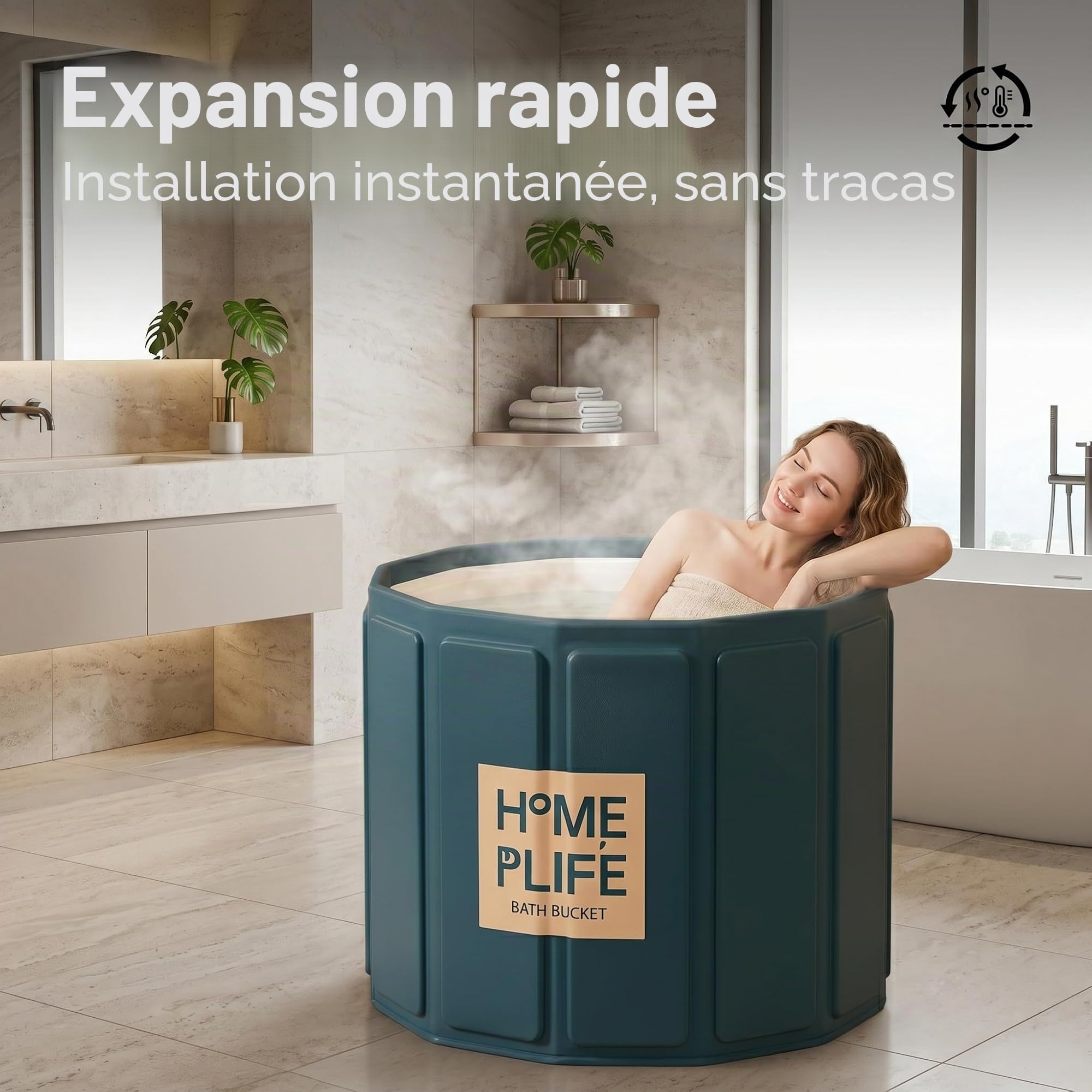 Baignoire pliable portable adulte peu encombrante bain chaud glacé 80x65cm | Baignoire compacte avec isolation thermique pour cabine de douche, adaptée au spa maison et bain froid