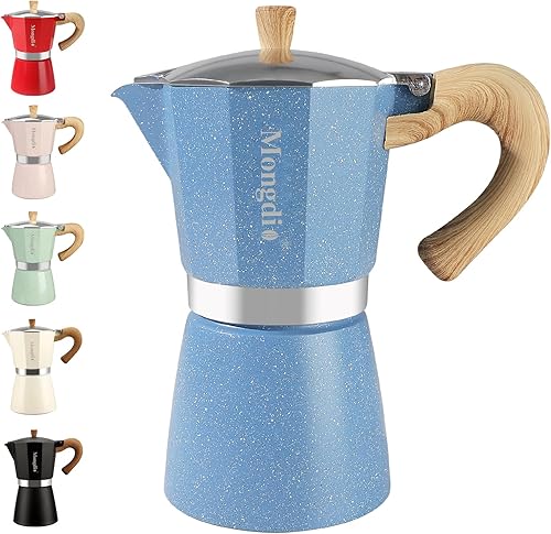 Miniatura 21 de Mongdio Cafetera de café expreso Moka Pot, cafetera cubana, cafetera de estufa Moka Italian Espresso Greca, cafetera percoladora, 3 tazas de Negro
