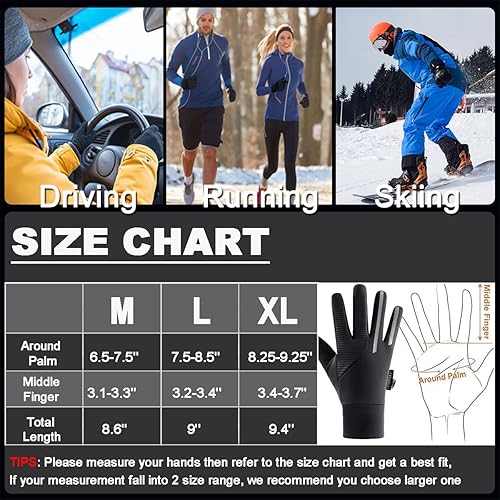 Miniatura 6 de Weitars Guantes de invierno para hombres y mujeres, guantes impermeables, guantes térmicos para el trabajo, guantes deportivos para correr,