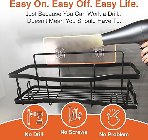 Miniatura 4 de Athena Silken - Juego de 4 estantes de baño, capacidad de 40 libras, cinta adhesiva sin taladro, a prueba de óxido, magnífico organizador de ducha