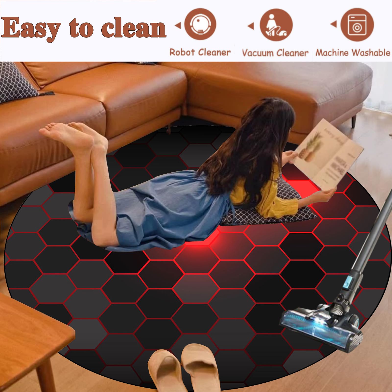Tapis de Chaise Gaming, Ronde Tapis Chaise de Bureau, Tapis Protection de Sol pour Sols Durs, Tapis de Sol Bureau Tissu, Tapis Protège-Sol pour Chaise de Bureau stratifiée, Bureau et Chambre 120 cm
