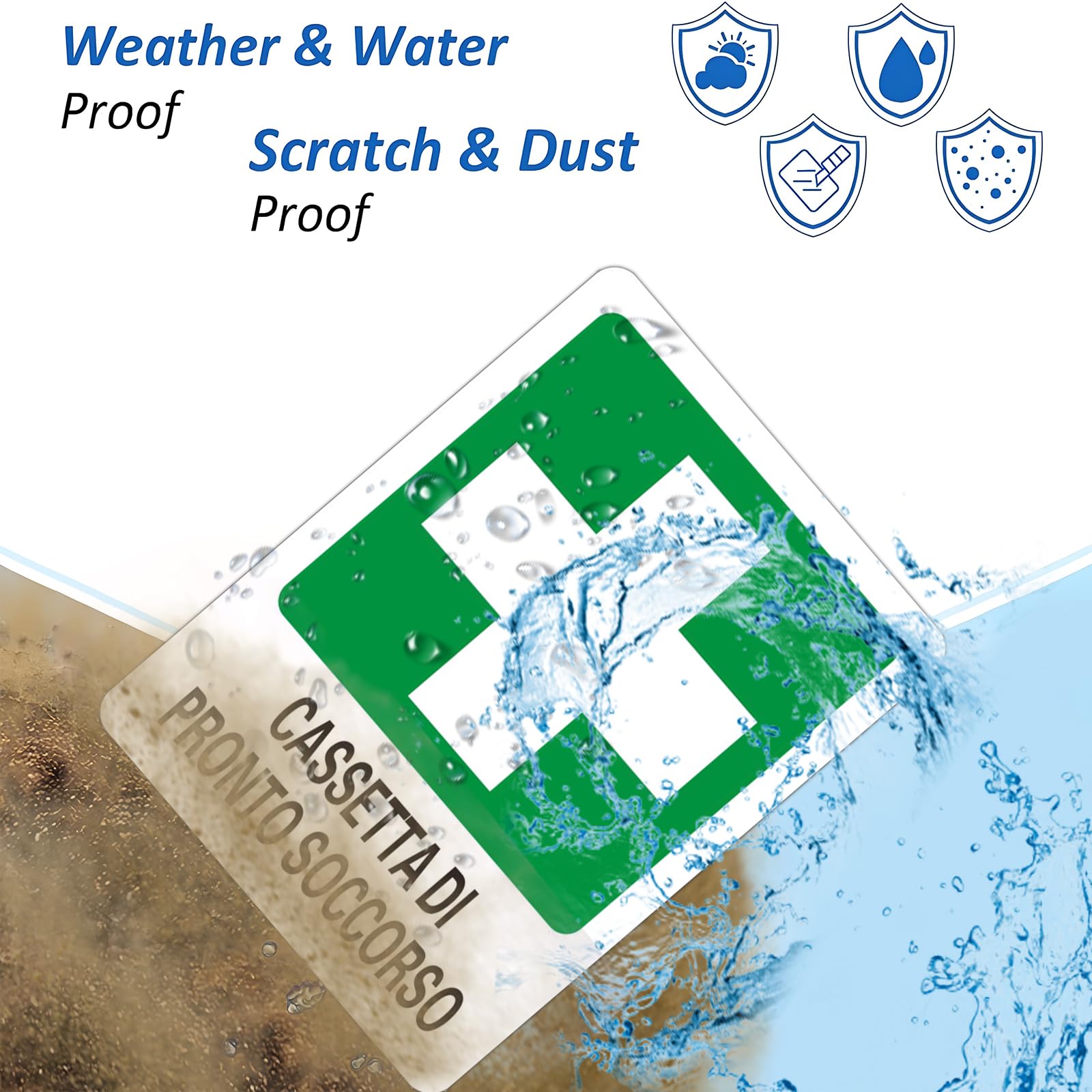 Adesivi Pronto Soccorso - 2 Pezzi, 20x15 Cm, Vinile Autoadesivo, Impermeabili - Foto 7