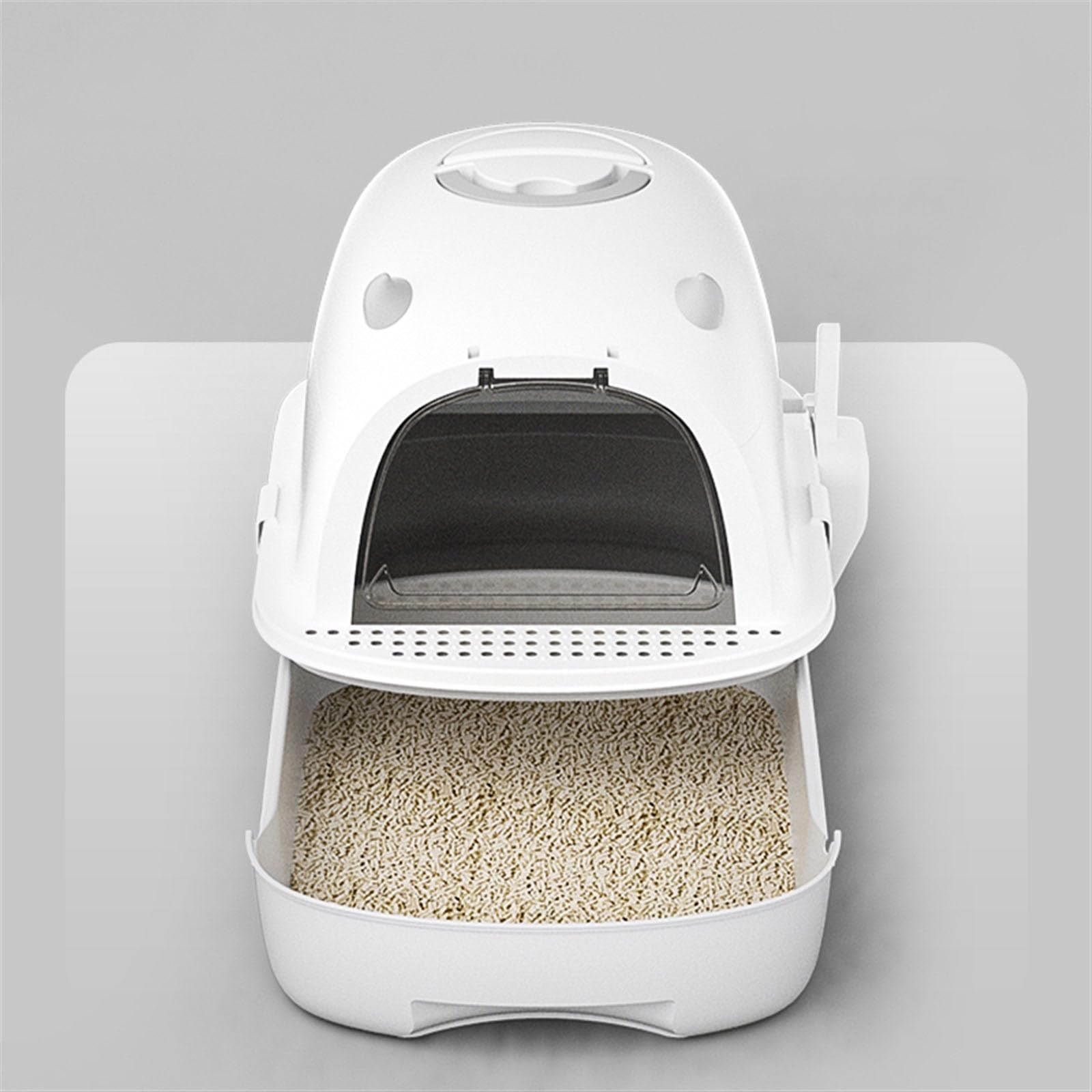 Exclusivo para Gatos y Perros Bandeja de Arena for Gatos pequeña for Completamente Cerrada for con Tapa Antifugas e Inodoro, fácil Instalar y Limpiar para Interiores(Grey)