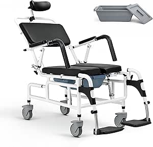 Reclining Shower Chair with Wheels for Elderly and Disabled