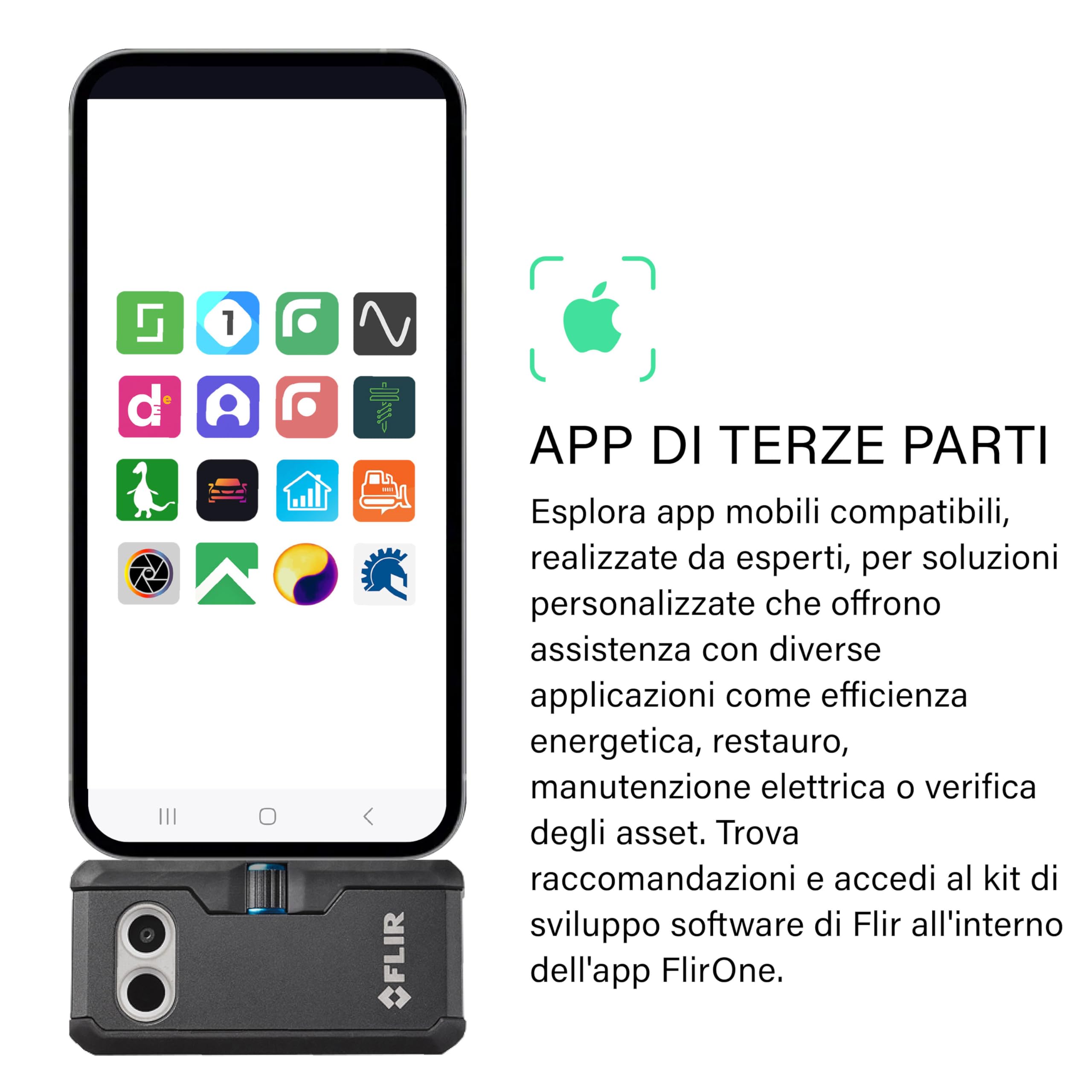 Flir One Pro - Termocamera Per Smartphone iOS (iPhone 14 E Precedenti Con Porta Lightning), Super Risoluzione 480x360 (IR Nativo 160x120)