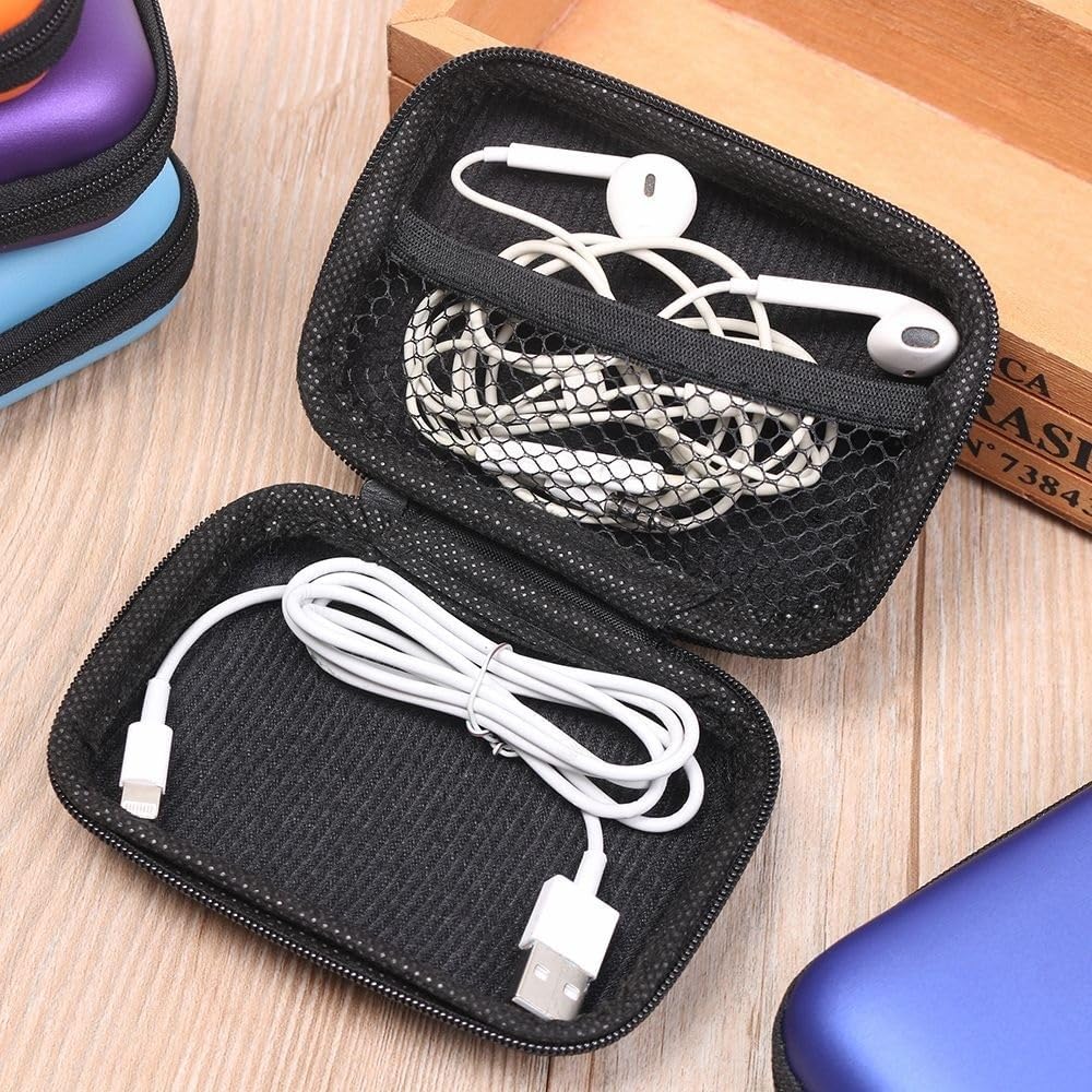 2PCS Portable Mini Earphone Bag Coin Purse Storage Box Carry Pouch Memory Card Case Cable Organizer Headphone Headset Accessories (Light Blue)