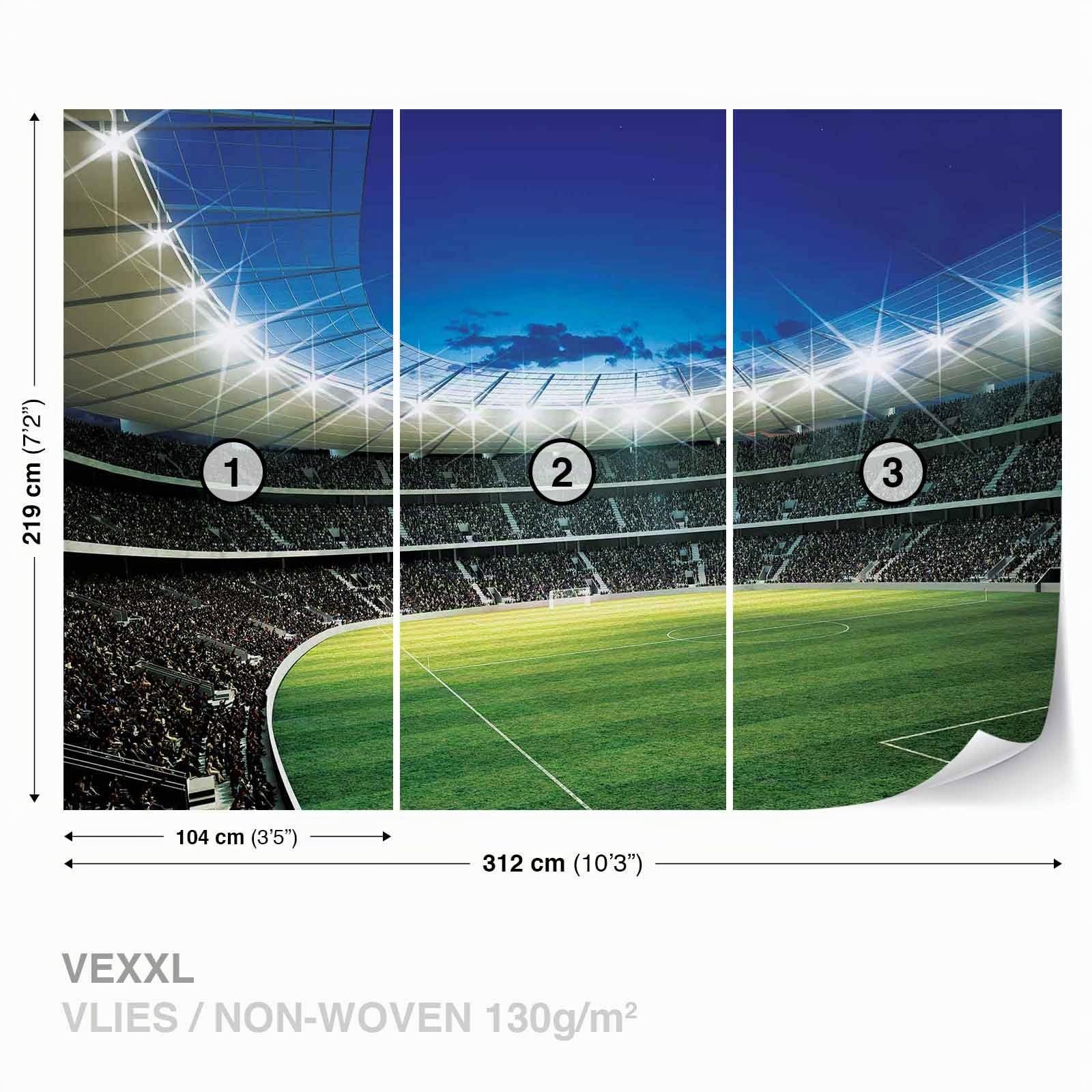 WallArena Vlies Fototapete, Fußball, 312x219cm | Fototapeten - Tapeten - für Wohnzimmer Schlafzimmer - Vliestapete Wandtapete Tapete 3D Effekt- inkl. Kleister