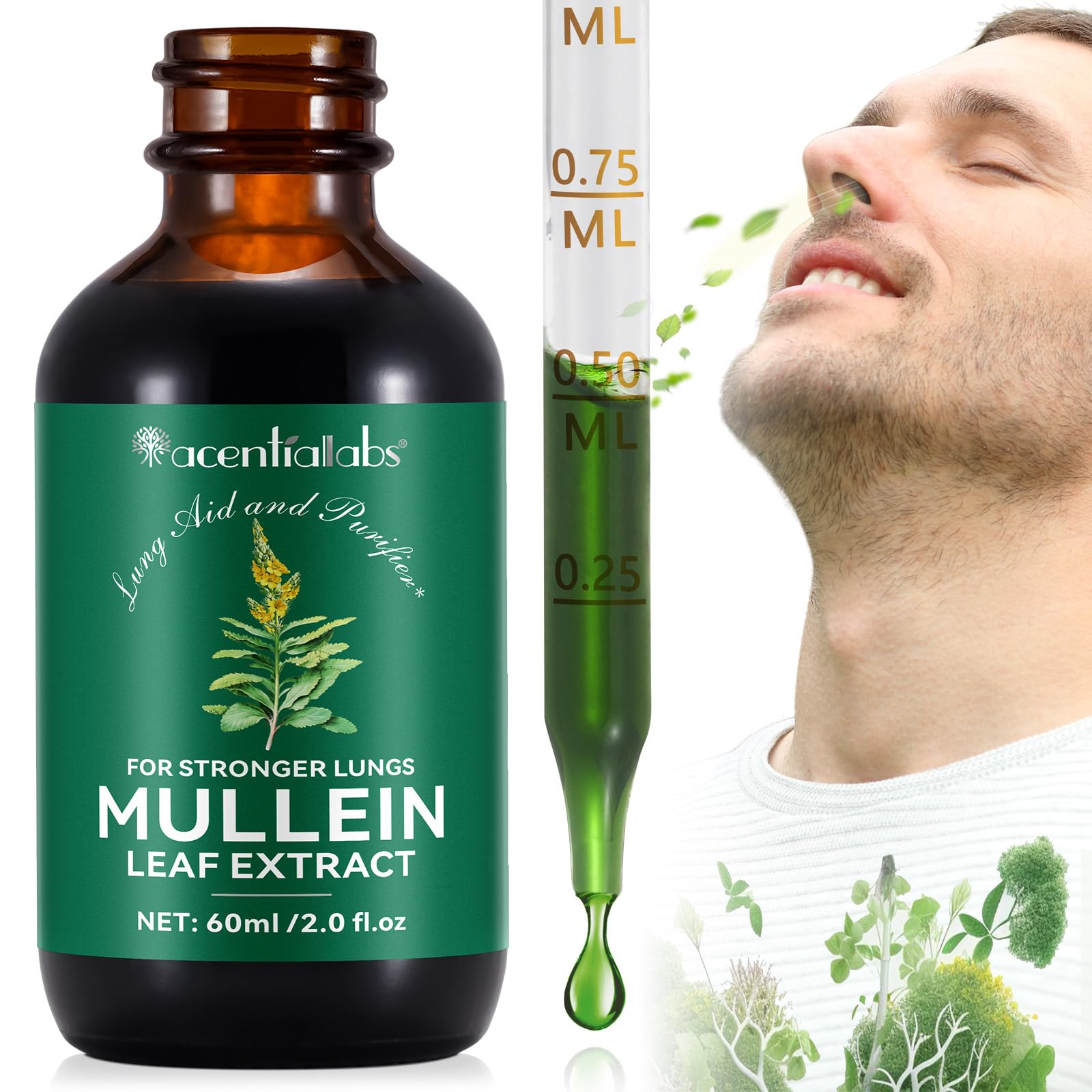 Mullein Leaf Extract for Lungs, Mullein Leaf Extract, Mullein Liquid Drops Cleanse Supplement
