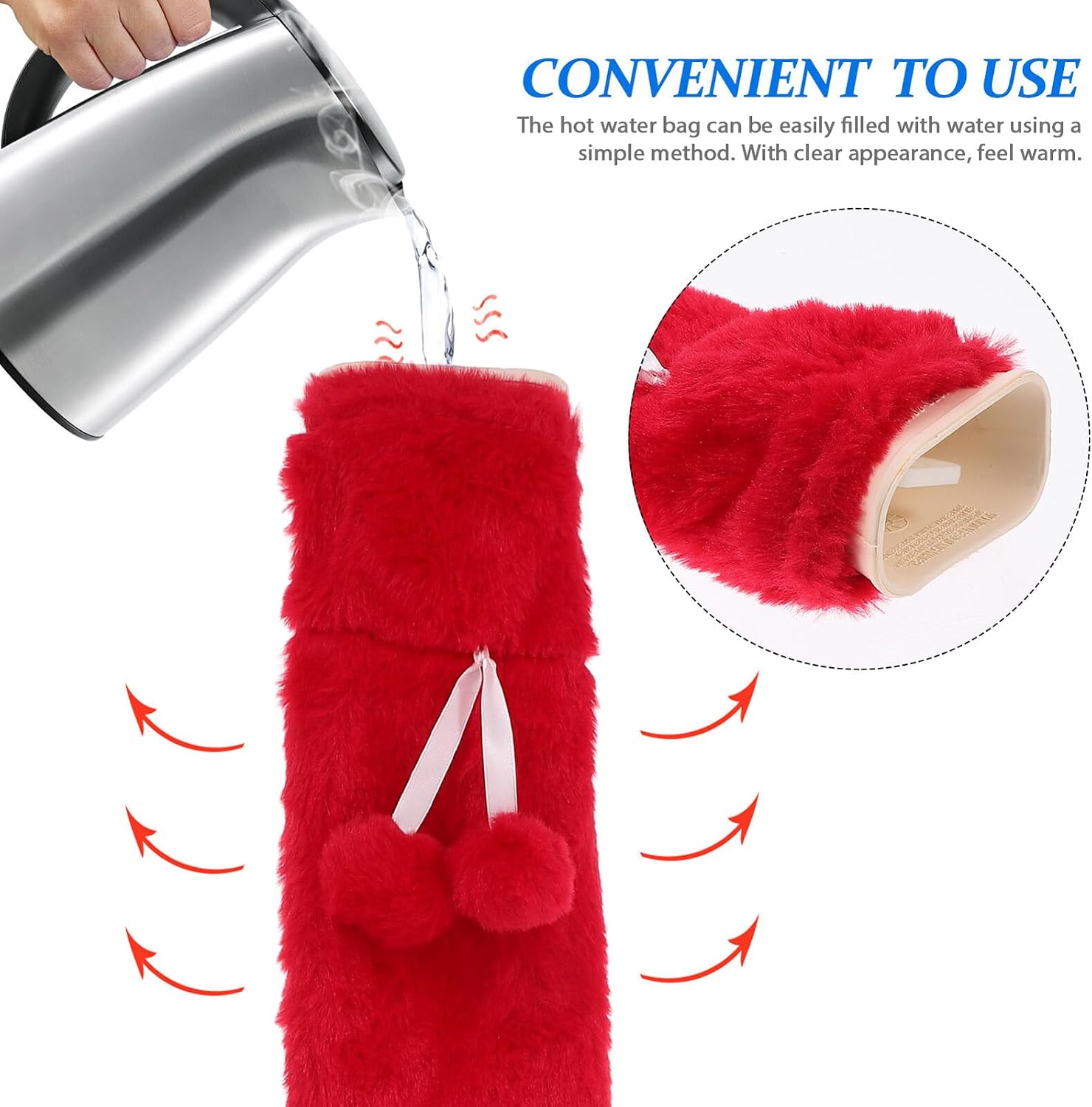 Housoutil Thick Large Hot Water Bottle with Plush Cover, Refillable Anti-scalding Hot Water Bag for Back and Shoulder Relief, Wear-Resistant Winter Warm Compress Therapy