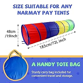NARMAY Play Tunnel Easy Key Pop Up Tunnel for Kids Indoor/Outdoor Crawl - 19 Dia. x 72 inch