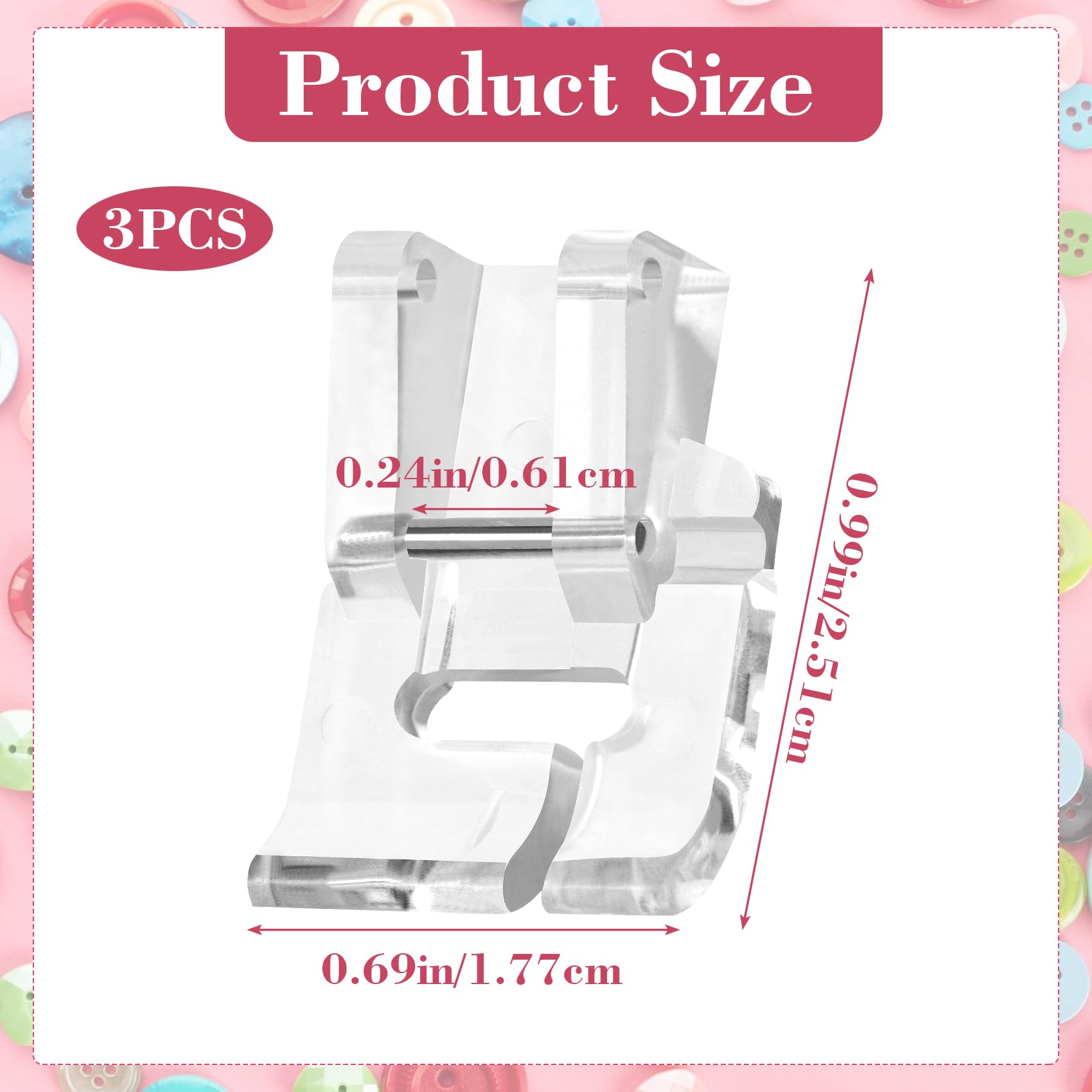 Jopto 2 Pezzi Piedino trasparente per asole per macchina da cucire Singer, Brother, Babylock, Euro-Pro, Janome, Kenmore, White, Juki, New Home, Elna, Toyota (Snap-on
