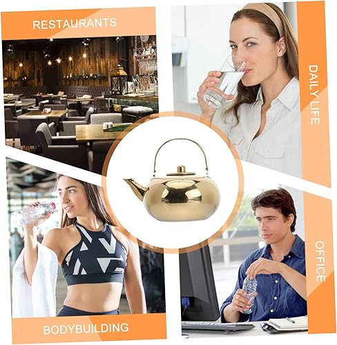 Miniatura 5 de Tetera de acero inoxidable con colador, tetera pequeña y pequeña de metal para acampar, hervidor de agua hirviendo, tetera superior