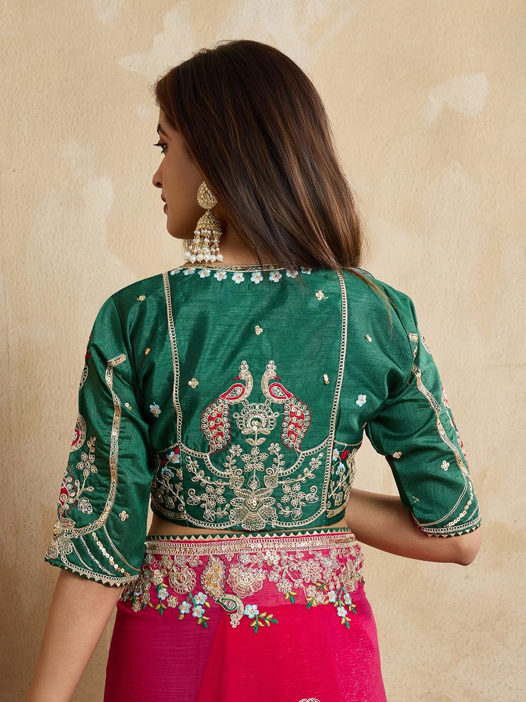 SGF11 Women's Fendy Chiffon Silk Embroidery Work Saree With Blouse Piece product image 5