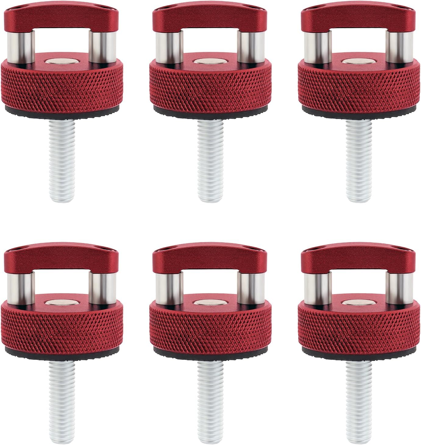 6 Pcs D Ring Quick Removal Fastener Thumb Screws Compatiable with Jeep Wrangler 2007-2018 JK JKU JL JLU(Red)