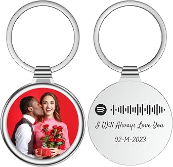 Personalized Keychains with Picture, Spotify Keychain Custom Music, Personalized Photo Gifts for Men Boyfriend