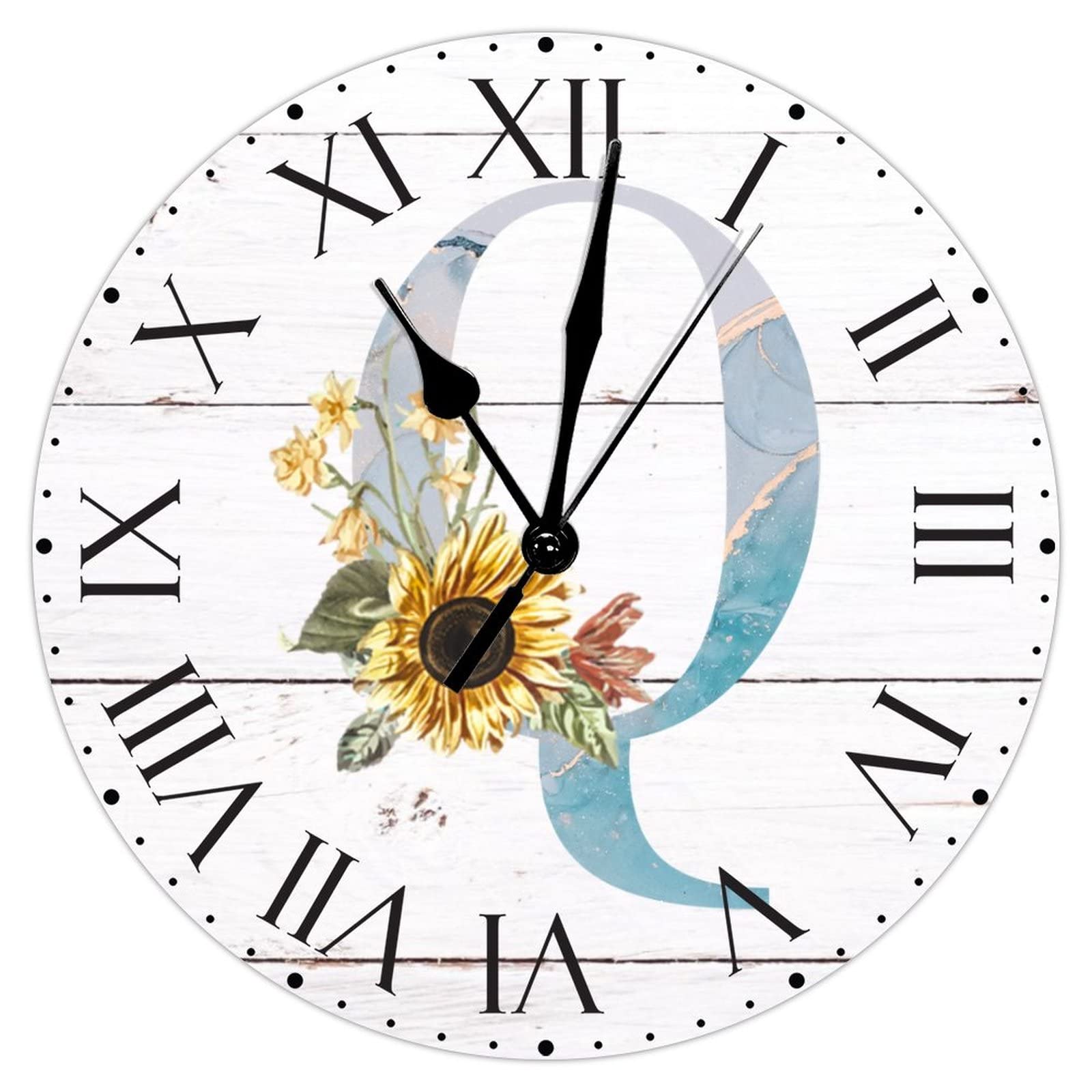 Horloge murale cuisine et salle de bain rustique en PVC à monogramme