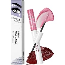 Dual-Ended Mascara,2 In 1 Glitter Pink and Colored Red Mascara Volume and Length for Eyelashes,Define Long Lasting Curling Shimmer Voluminous Colorful Mascara Party Stage Use Women Eyes Makeup-04