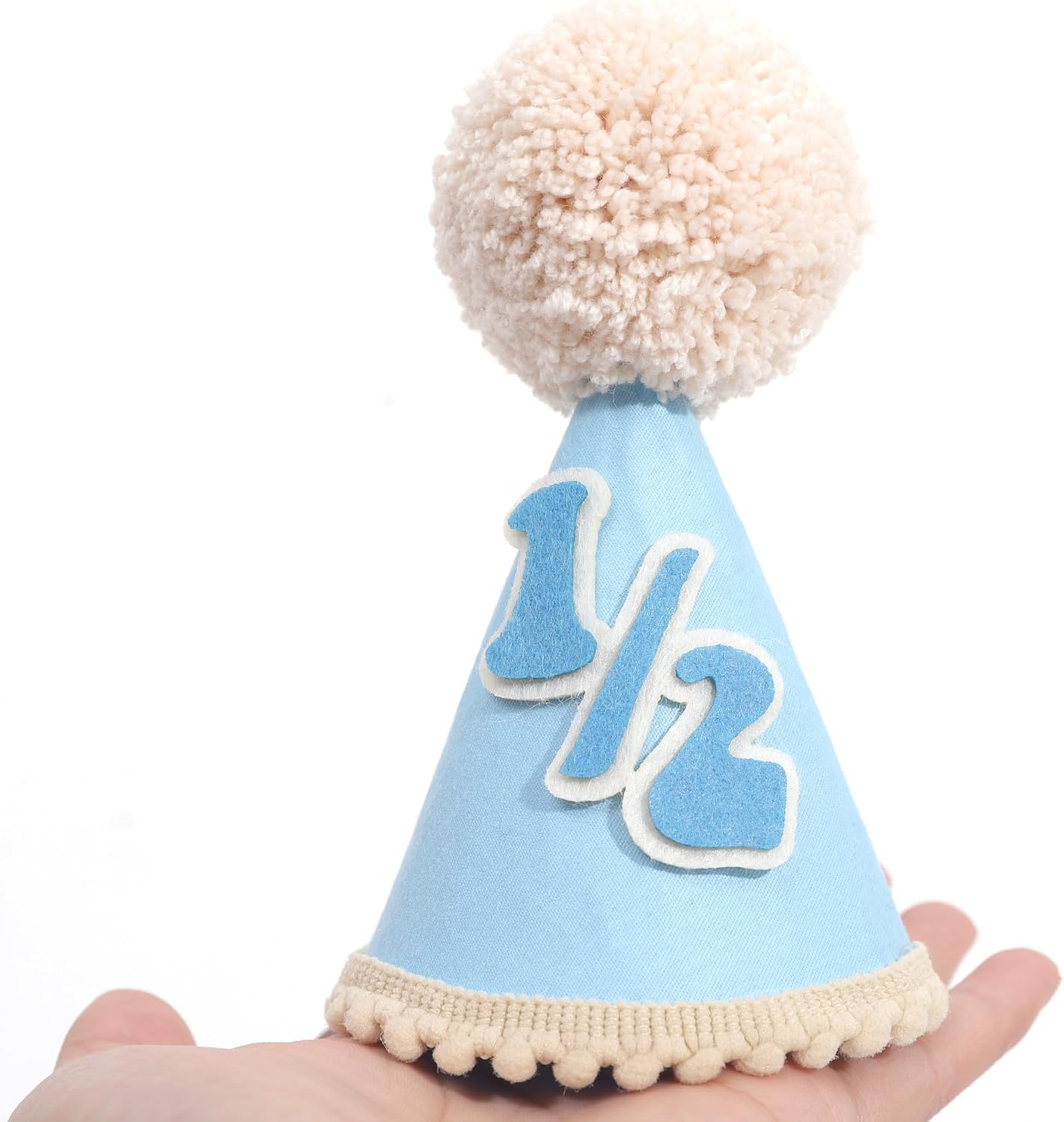 Little Princess 6 Months Birthday Decorations,Half Way to One Pink Sweet Party Crown,Cute Cone Hat Headwear