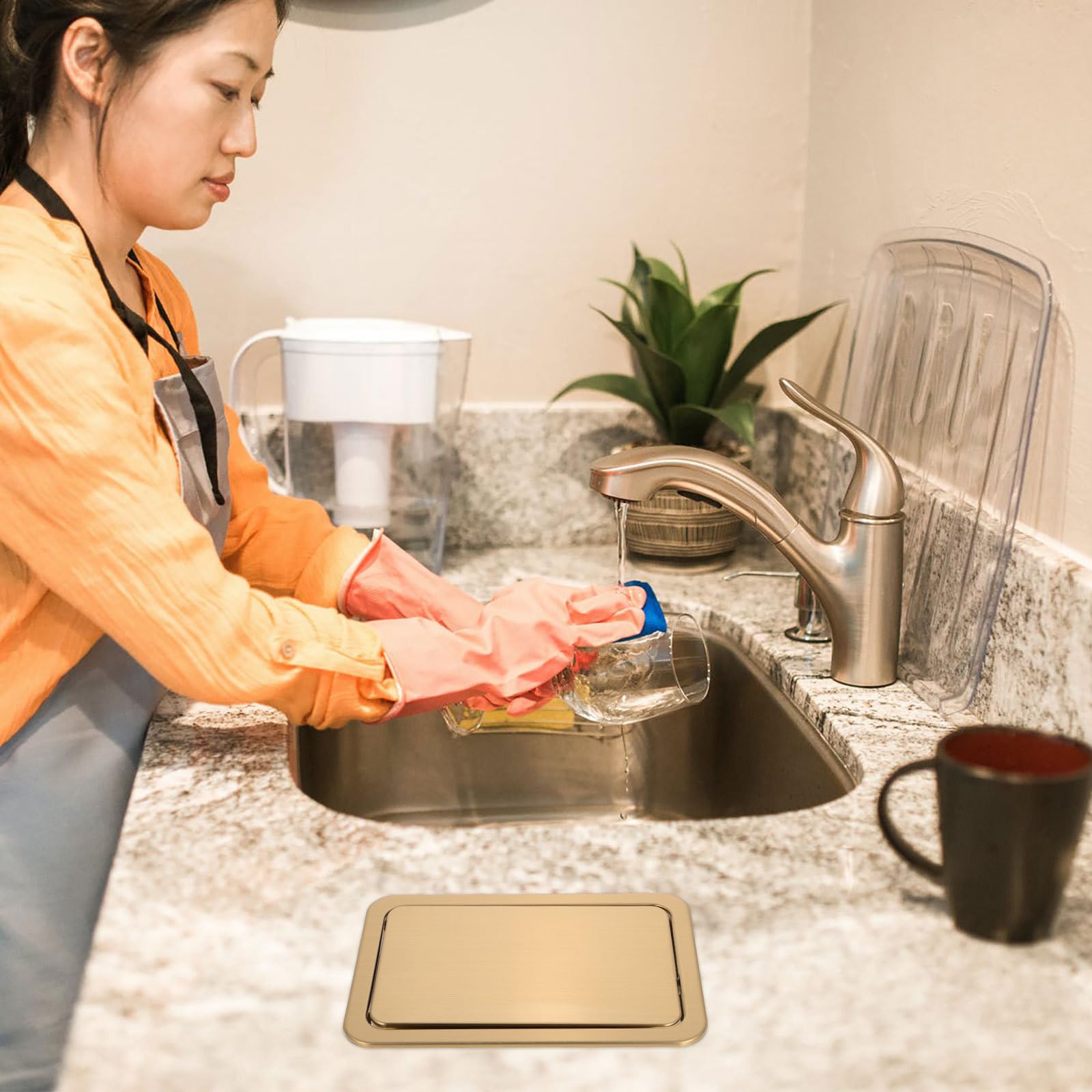 Cubre Tapa Abatible Diseño Empotrado Acero Inoxidable y Fregadero para Adecuado para Ahorro de Espacio Aplicación Multifuncional Cocina Restaurantes